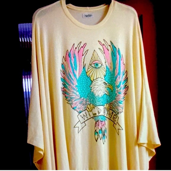 Lauren Moshi poncho with third eye graphic — RARE PIECE - Picture 2 of 5